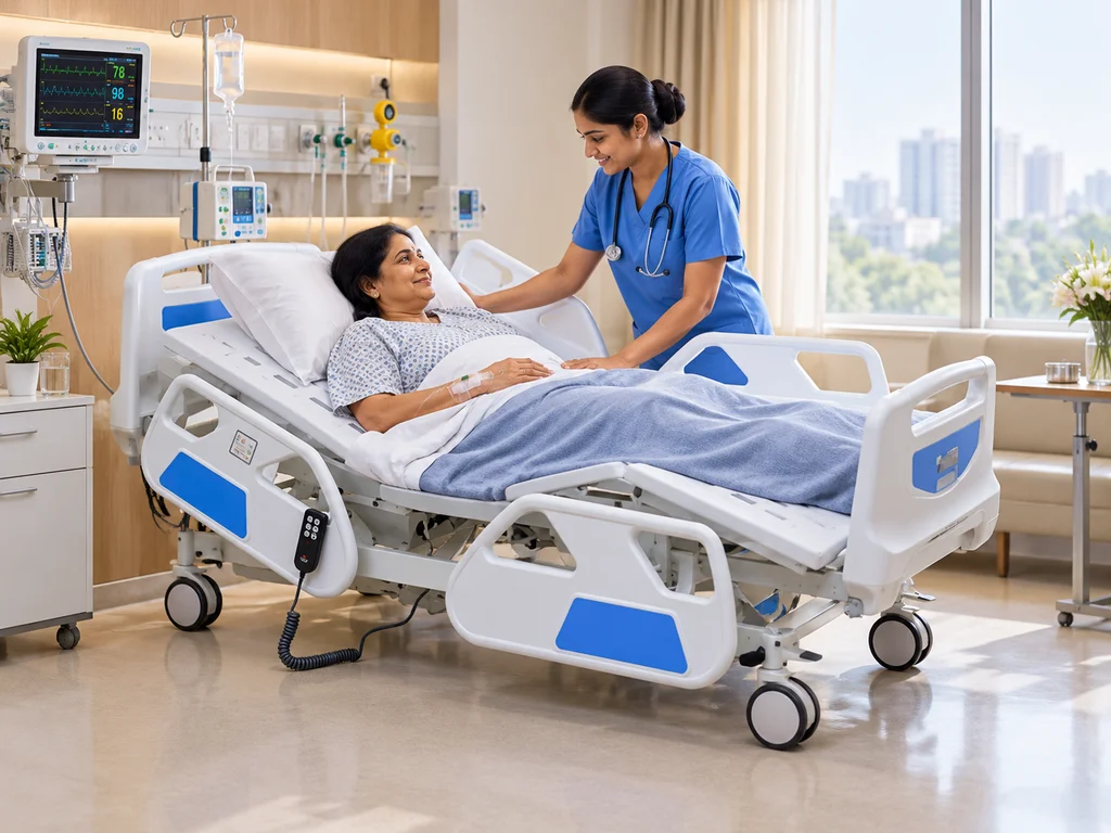 Three-Function Electric Hospital Bed (Stamped Steel Frame)