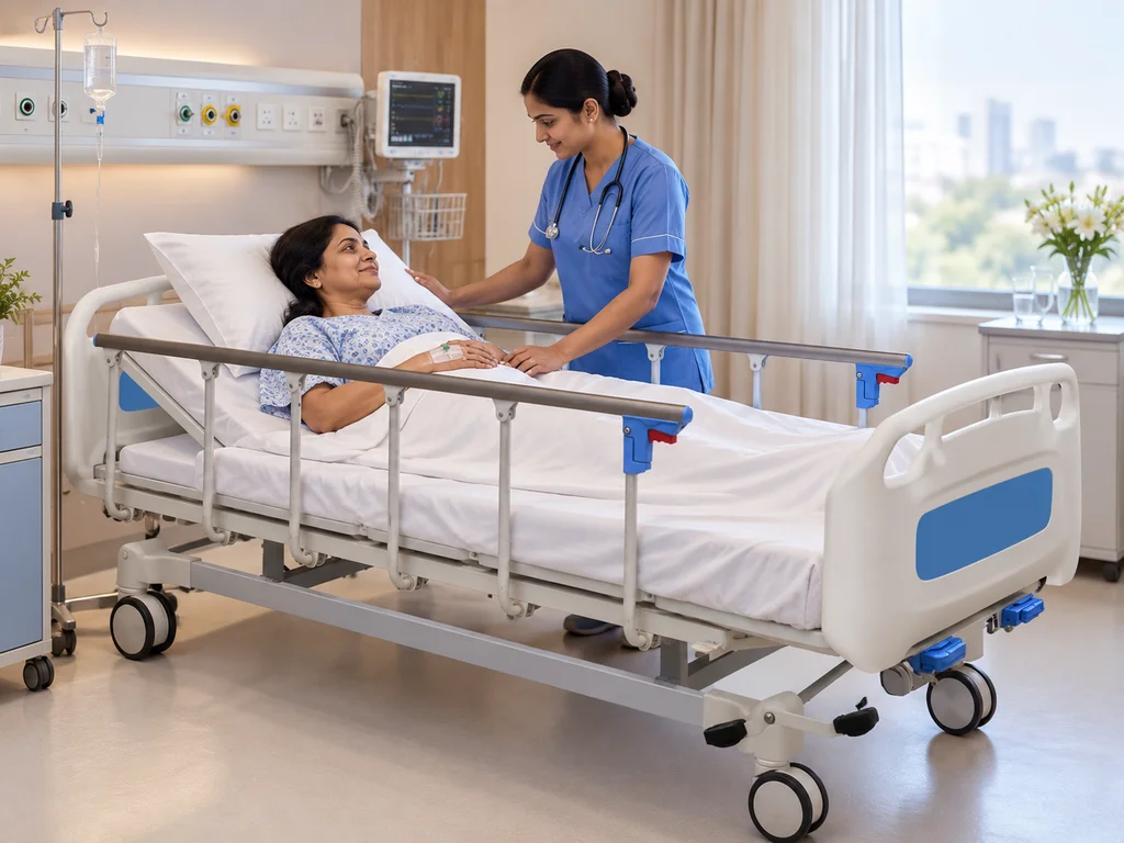 Manual Two-Crank Hospital Bed with Central Brake