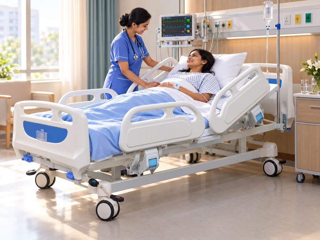 Two-Function Manual Bed with ABS Rails & Central Lock