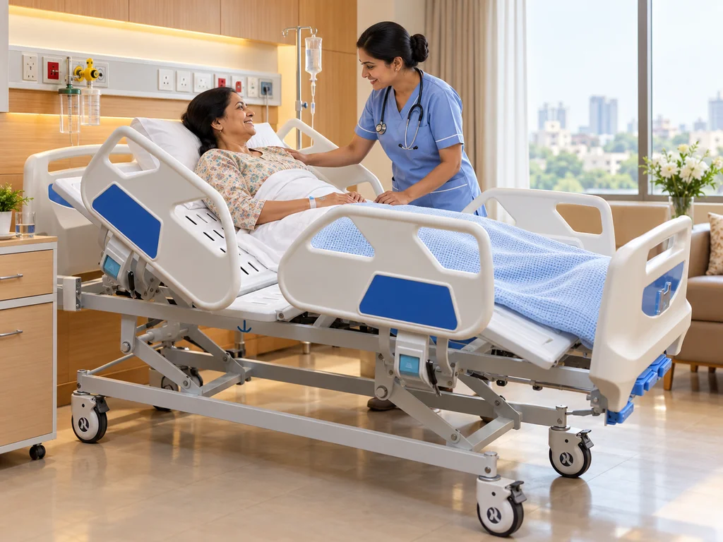 Three-Function Manual Bed with Central Braking
