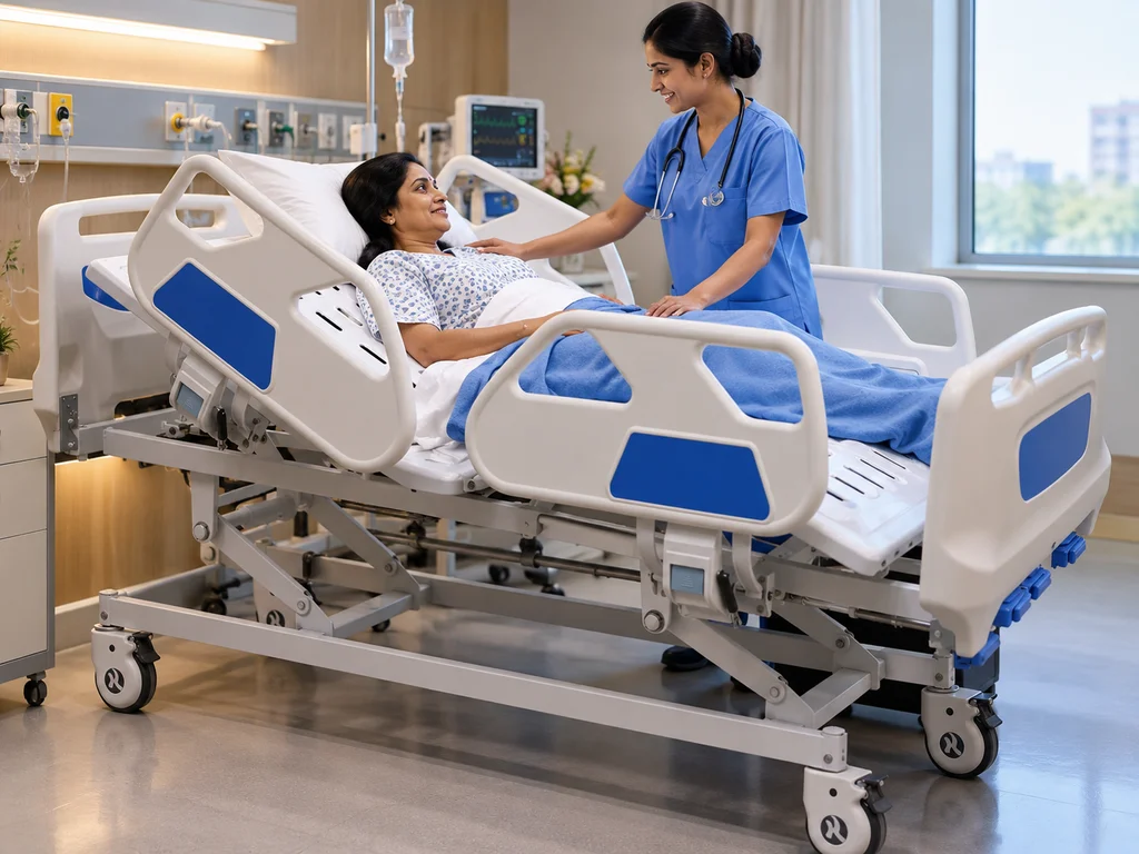 Three-Function Manual Bed with E-Type ABS Rails