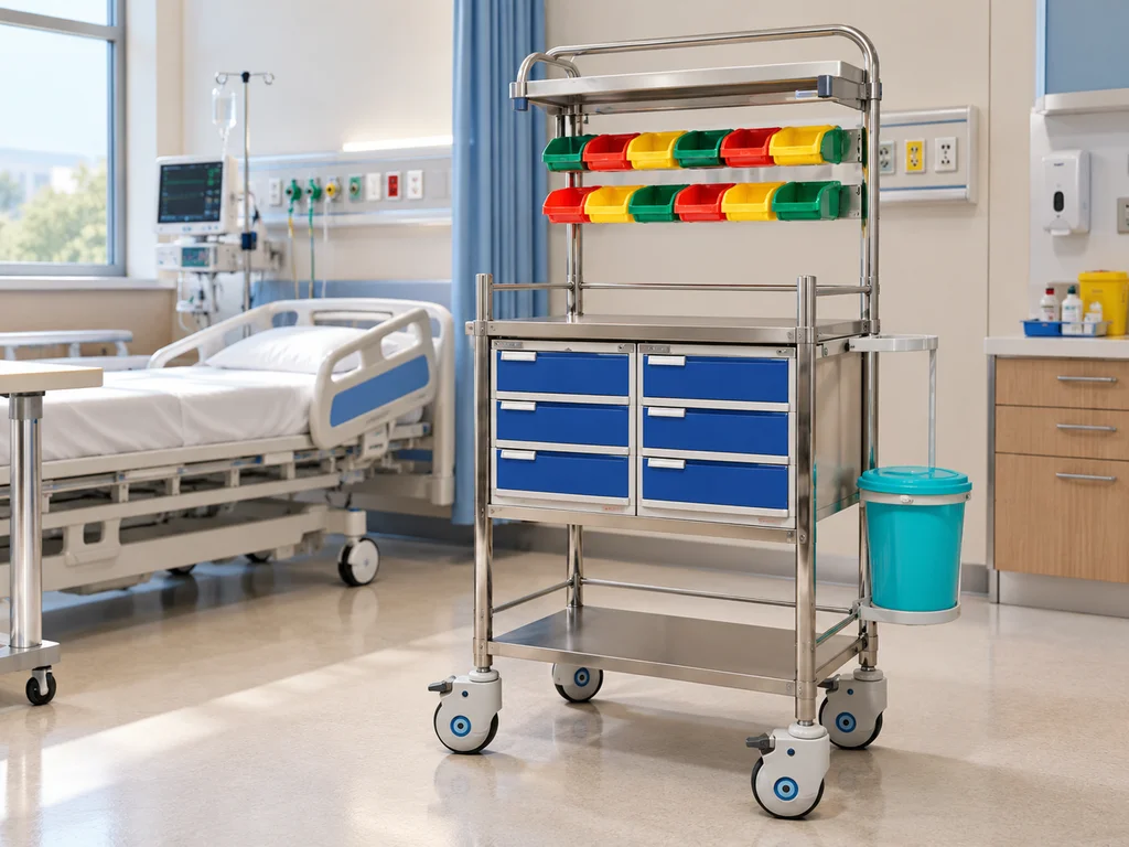 STAINLESS-STEEL CRASH CART / EMERGENCY TROLLEY