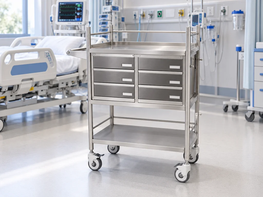Emergency / Crash Cart Trolley - Six Drawer