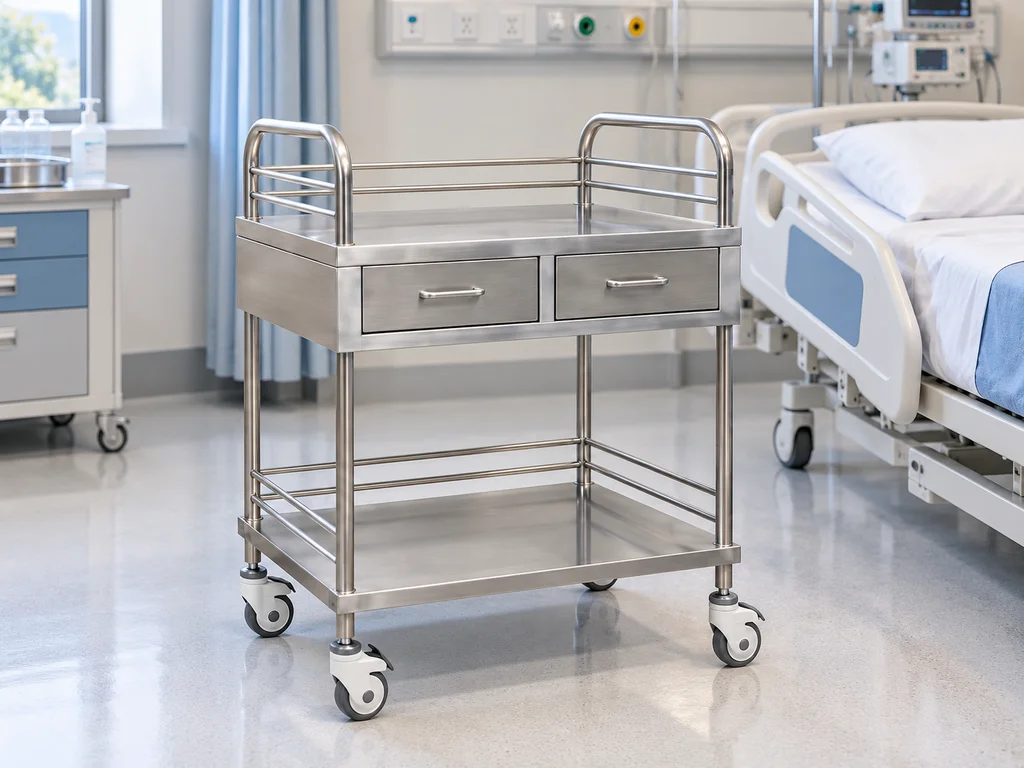 Instrument Trolley - Two Drawer with Push Handles