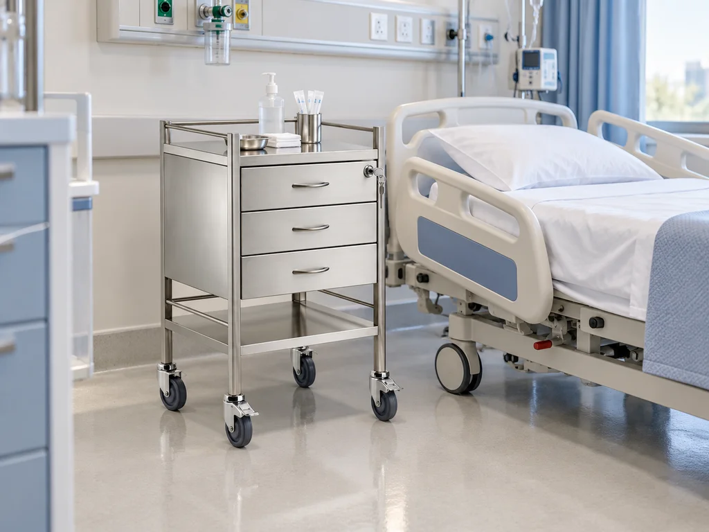 Compact Lockable Medicine Trolley - Three Drawer
