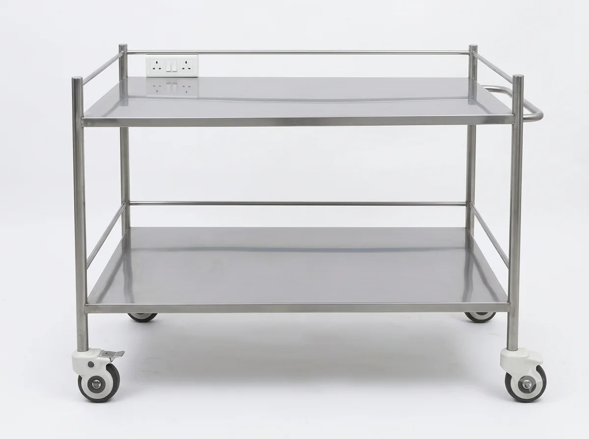 STAINLESS-STEEL INSTRUMENT / EQUIPMENT TROLLEY – TWO SHELVES Image 2