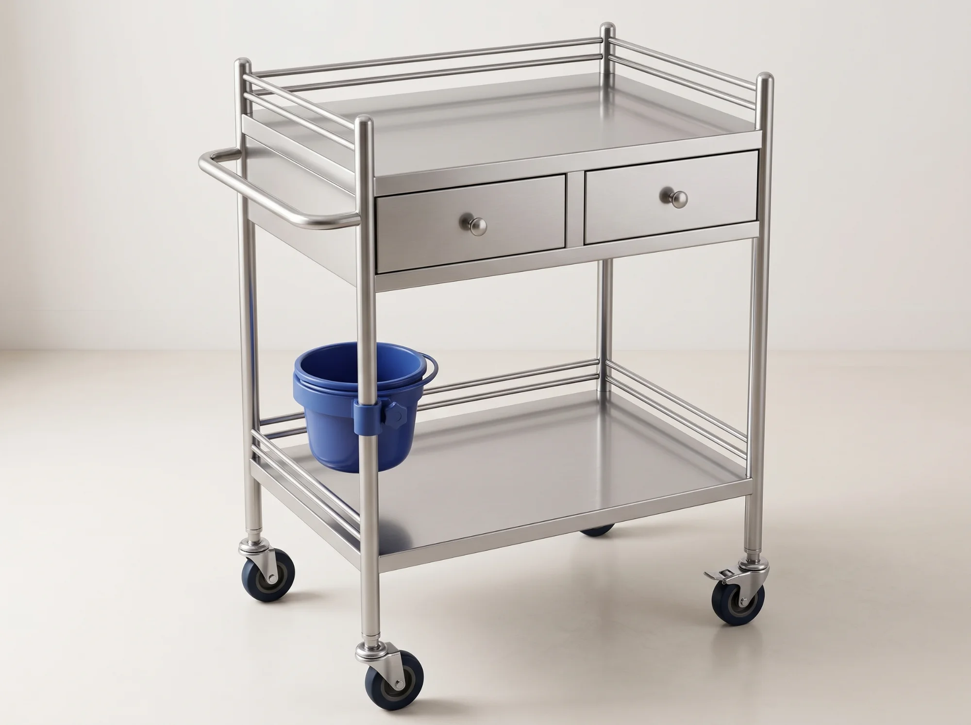 Medicine Trolley - Two Drawer with Bucket Holder Image 1