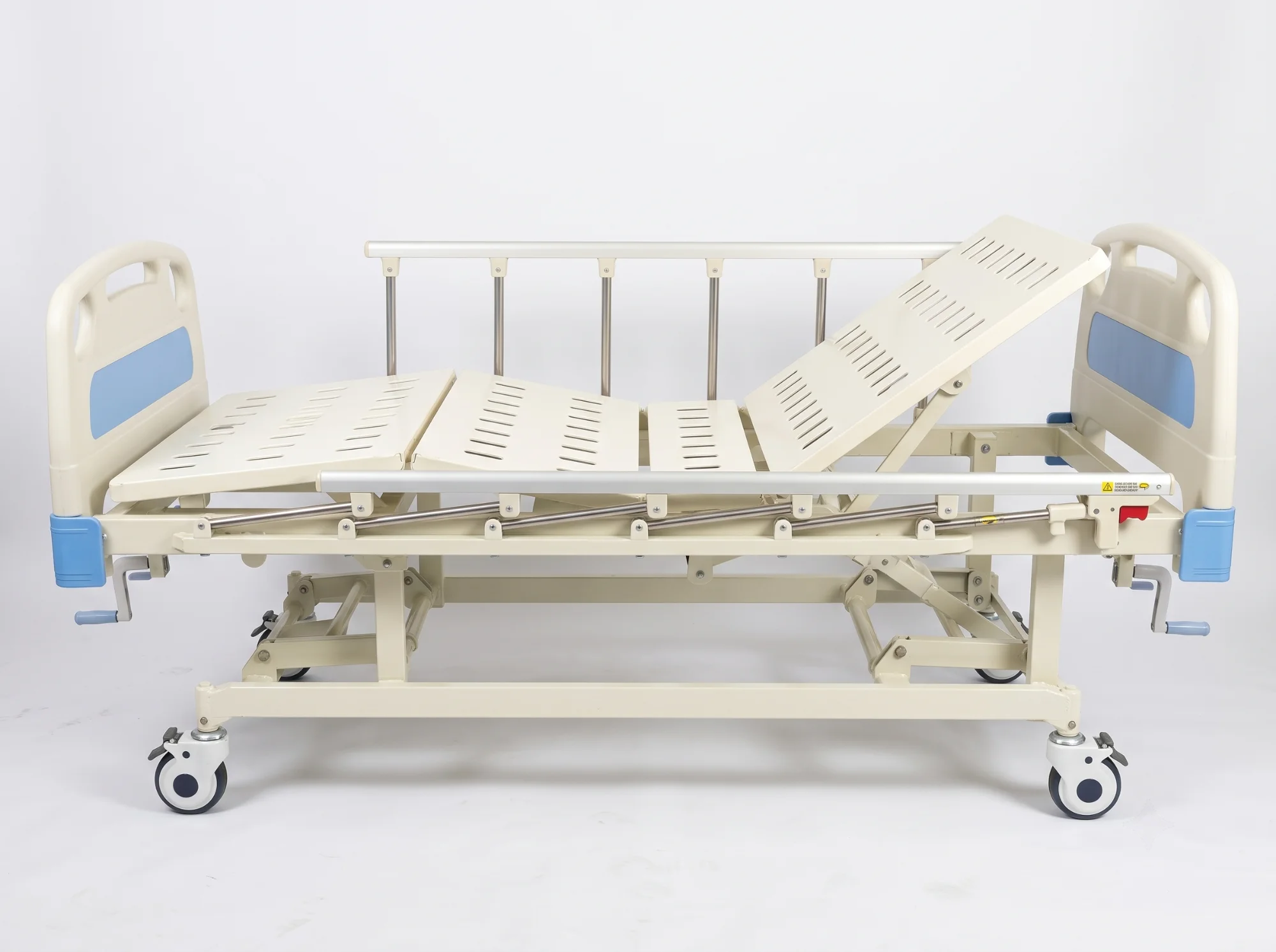 Three-Function Manual Hospital Bed with Collapsible Rails Image 2